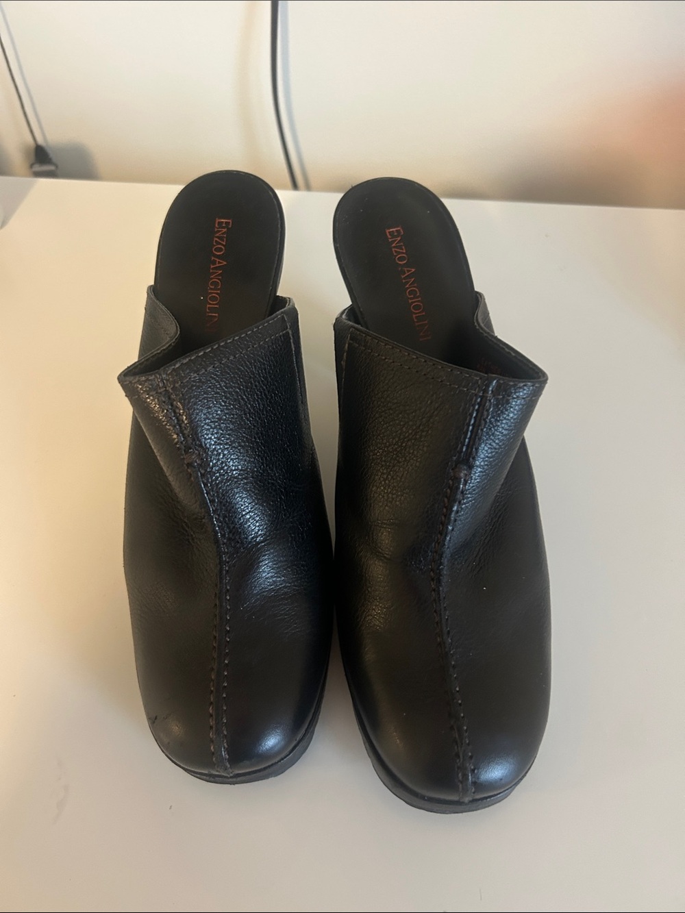 Enzo Angiolini Black Leather Slip-On Mule